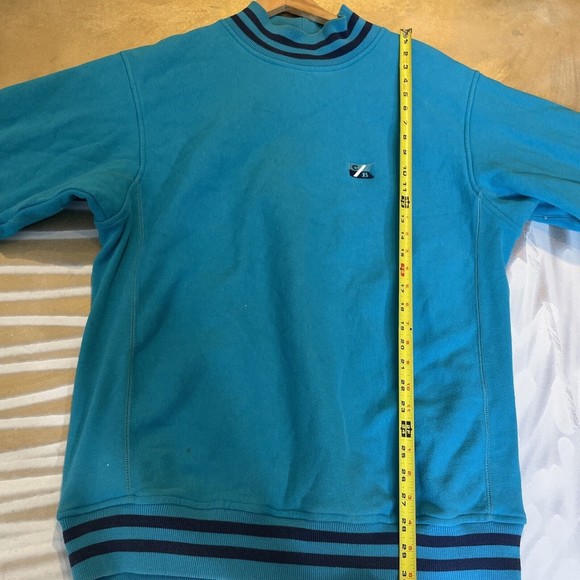 Vintage Teal Blue Thick CB Cutter Buck Long Sleeve Mock Neck Sweatshirt … - Picture 8 of 11